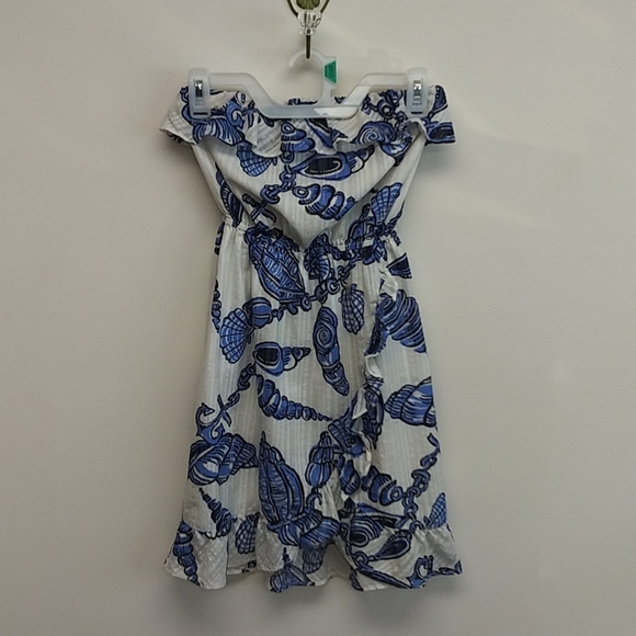Lilly Pulitzer White and Blue Seashell Off Shoulder Dress - Picture 3 of 13